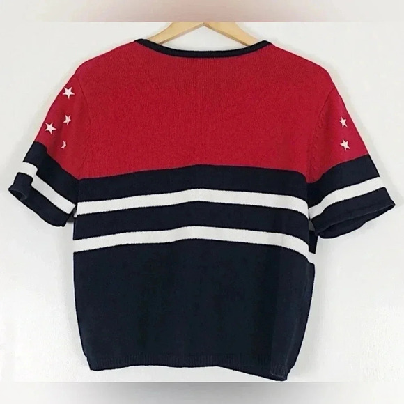 Vintage Norton Studio American Flag Knit Sweater Cardigan Short Sleeves … - Picture 4 of 16